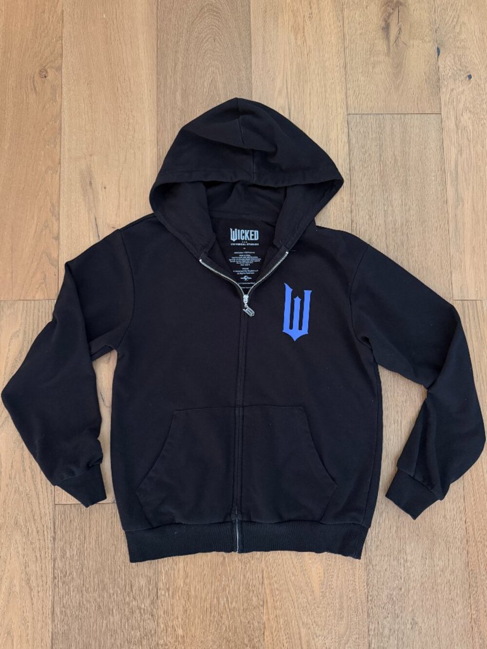 Universal Studios Women's Wicked For Good Full Zip Up Black Hoodie Sz Small